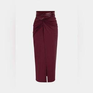 Micas Faux Leather Patchwork Ruched midi Skirt 2XL MC2-6